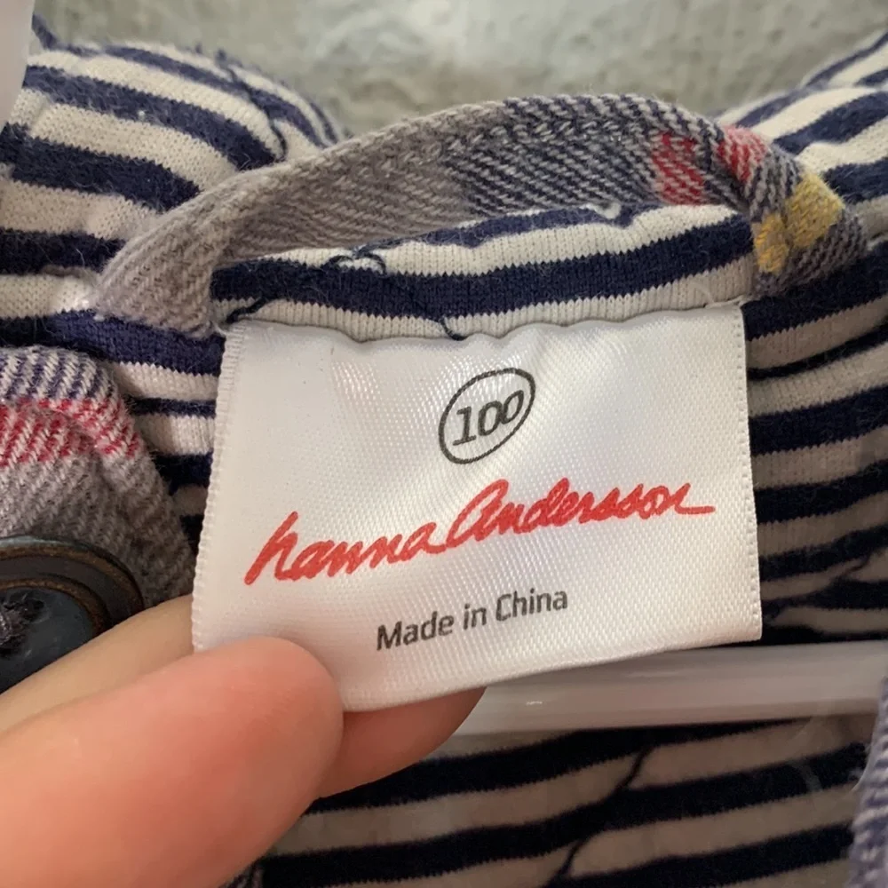 Hanna Andersson Cotton Striped Outdoor Boys Kids Striped Winter Coat size 4